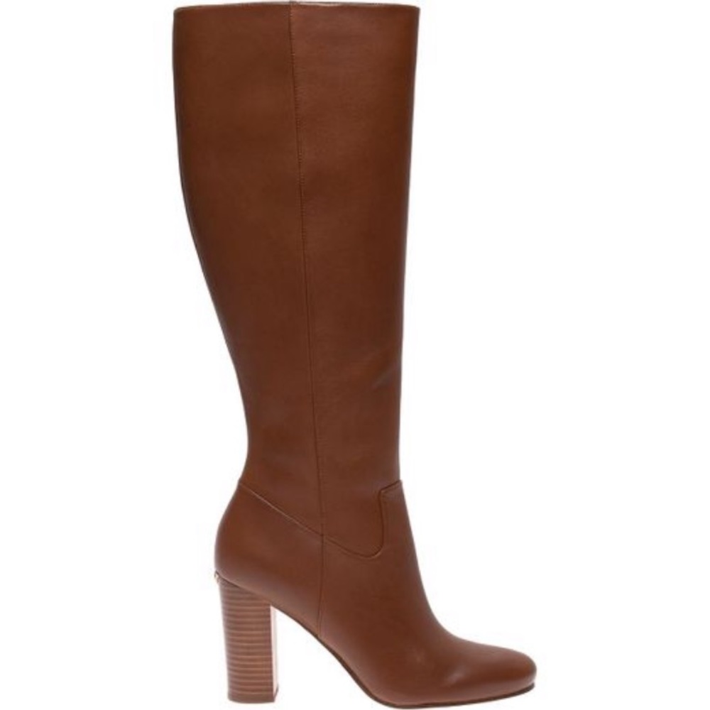 New Michael Kors Lottie Leather Boots Cognac Brown